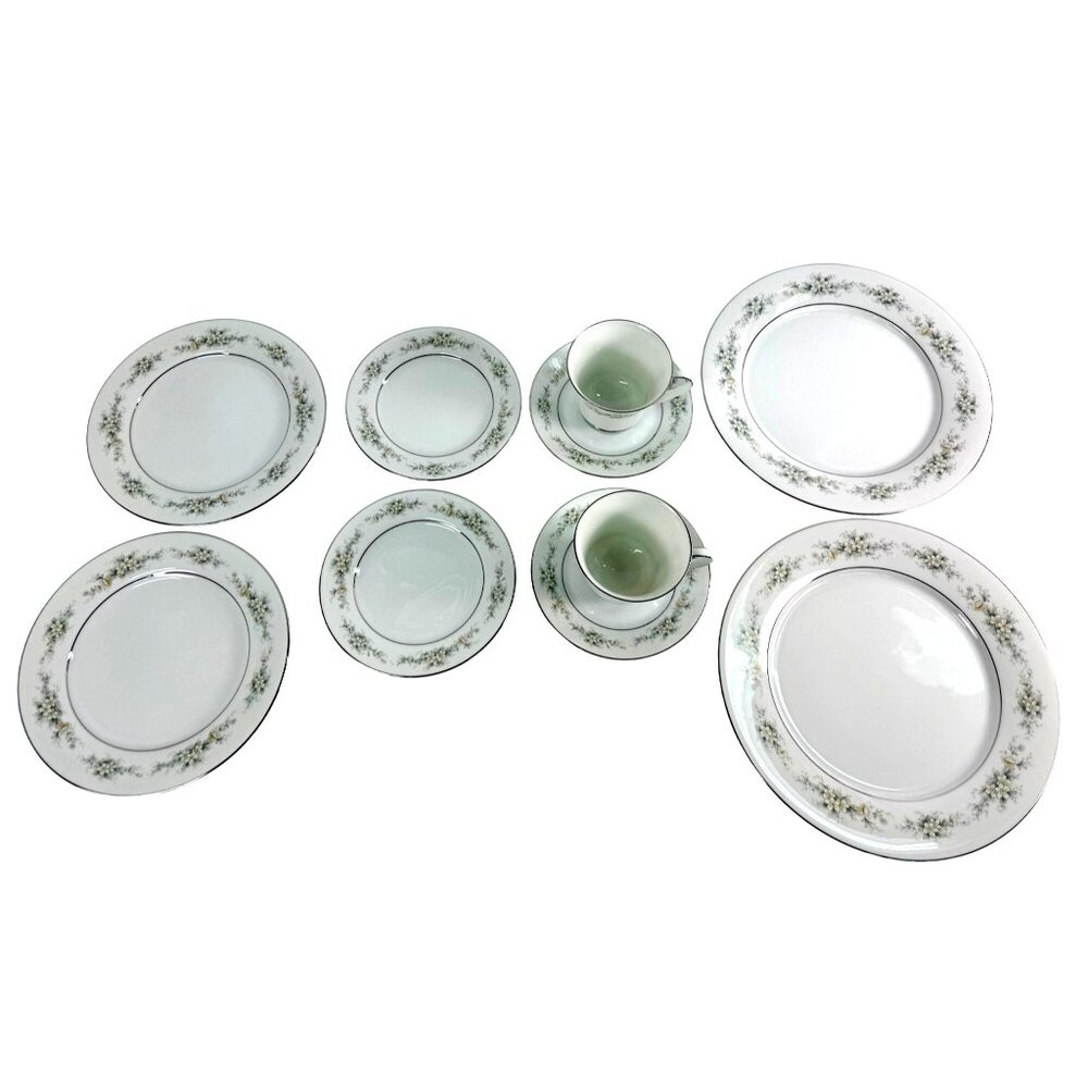 Noritake Melissa 3080 Fine China Silver Trim 10 Pc 2 Place Setting NOS Open Box